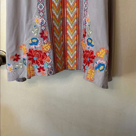 ANDREE BY UNIT Gray Dress with Multicolor Embroidery one size - Picture 4 of 10